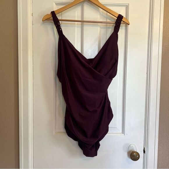 Merona Women's One Piece Swimsuit - Burgundy - Picture 2 of 10
